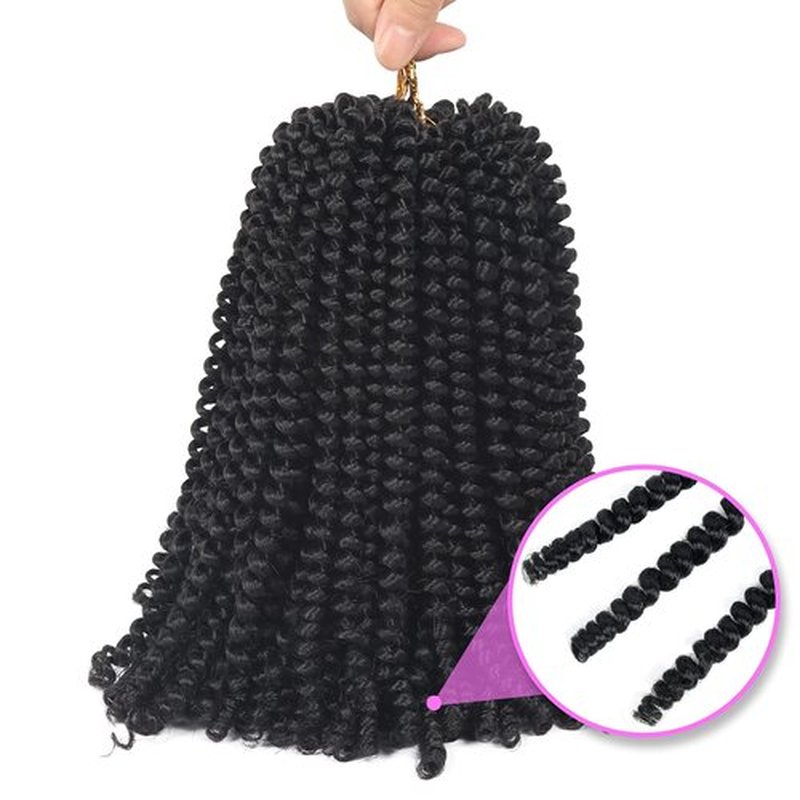 7 Pack Spring Twist Crochet Braiding Hair 10 Inch Bomb Twist Crochet Braids Ombre Colors Low Temperature Synthetic Fluffy Hair Extensions 15 Strands 75g/Pack (10 inches, 1B#)
