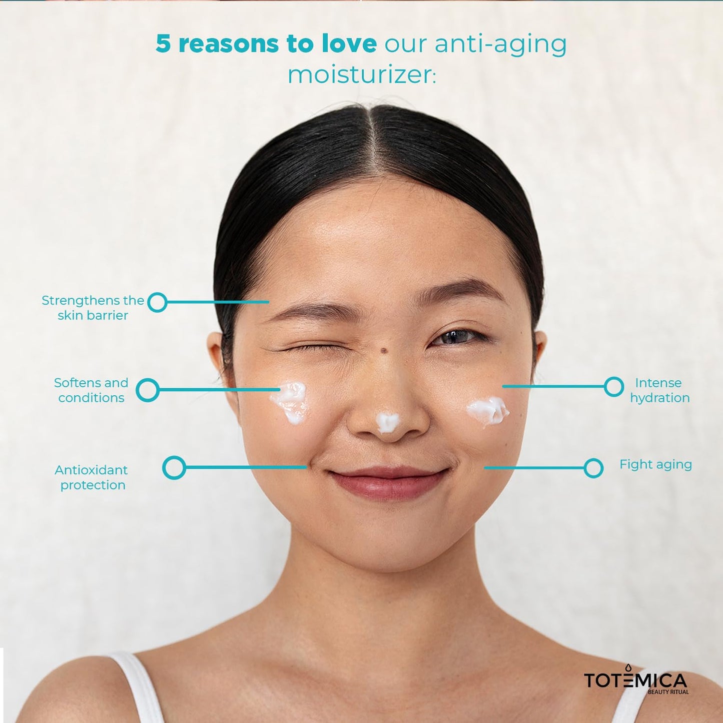 TOTEMICA Face Moisturizer with Niacinamide, Hyaluronic Acid, and Peptides, Wrinkle Filler Anti Aging Serum, Firming Moisturizer for All Skin Types - Vegan, Cruelty-Free (1.69 Fl Oz)