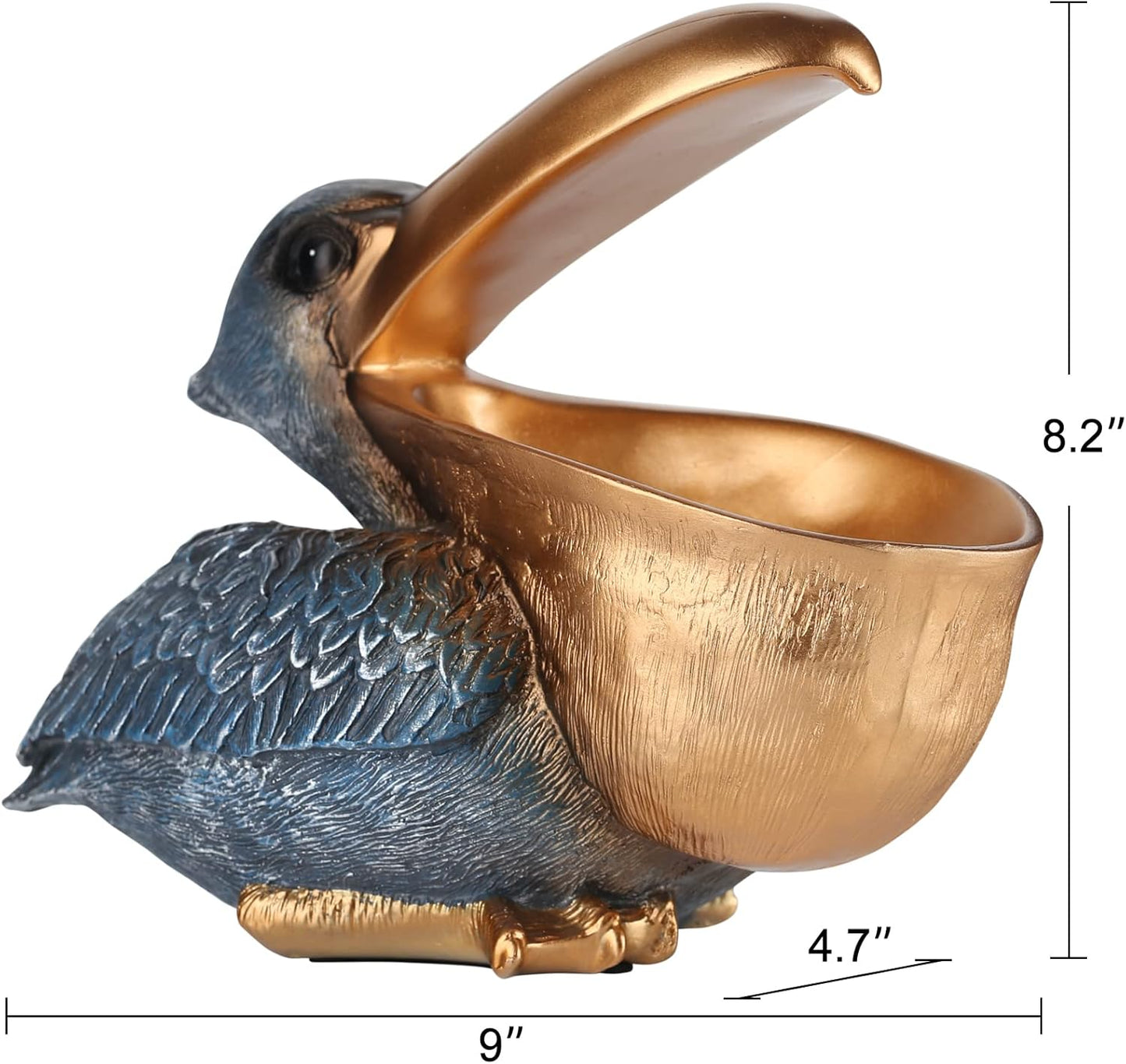 Pelican Key Holder Statue - Fun Hippo Candy Dish for Office Desk | Unique Modern Decor (Gold)