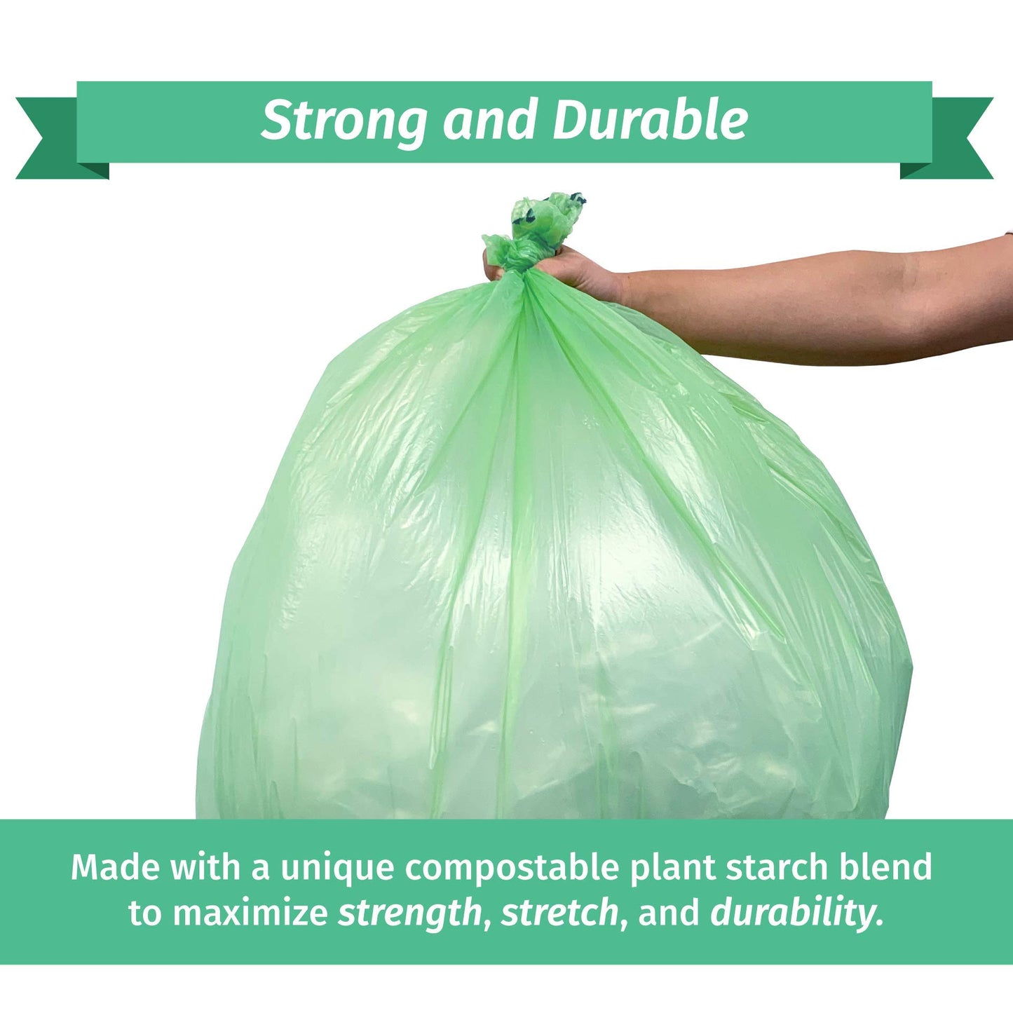 Reli. Compostable 33 Gallon Trash Bags | 80 Count Bulk | ASTM D6400 | Green | Eco-Friendly | For Compost