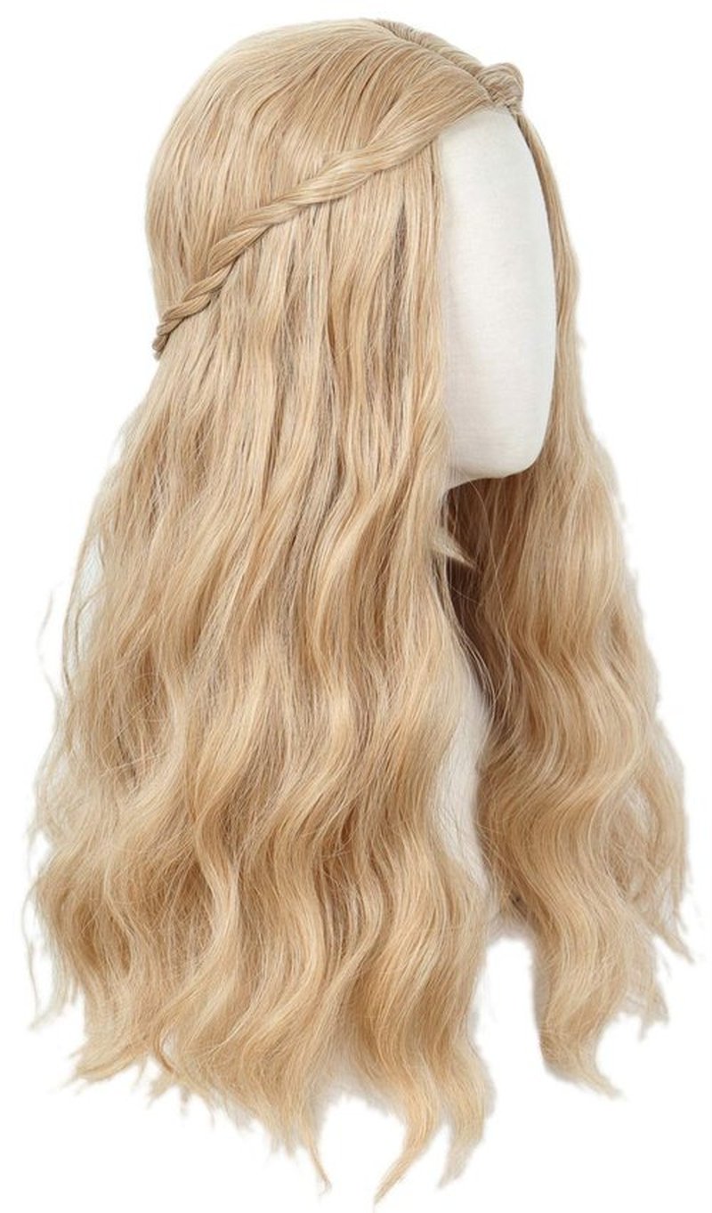 Linfairy 70S Long Blonde Wavy Hippie Wigs Halloween Cosplay Costume Wig for Women Party