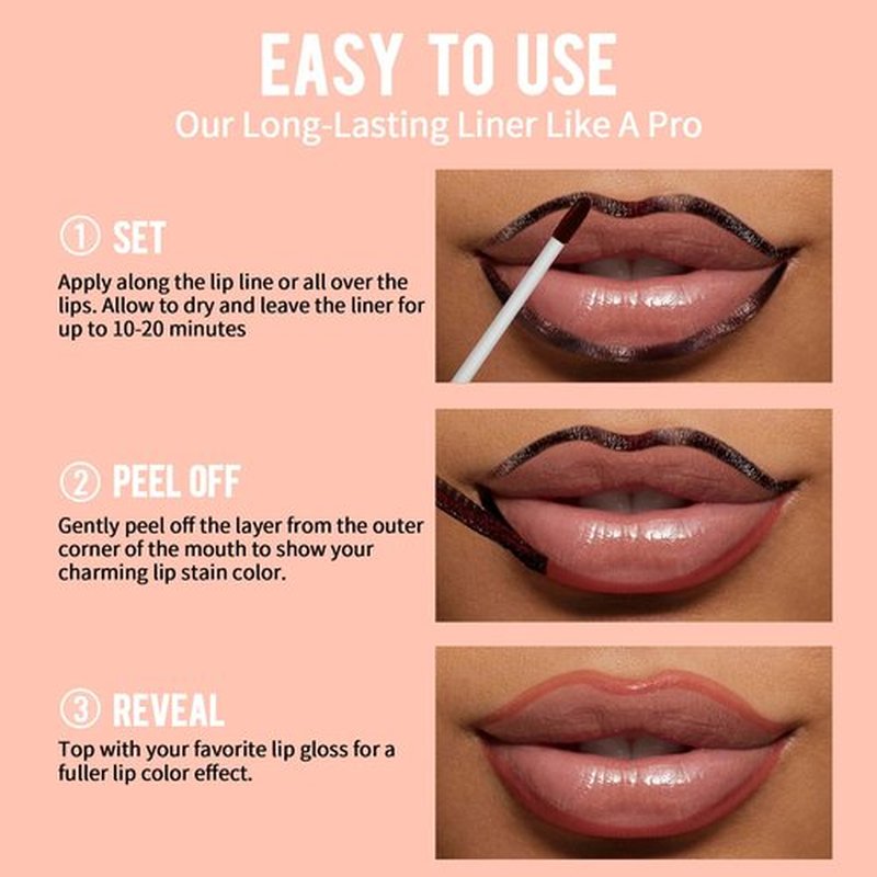 iMethod Lip Stain - Lip Liner Stain, Peel Off Lip Stain, Natural Long Lasting Lip Stain Peel Off, Waterproof, Transfer-Proof, Highly Pigmented, Stay On All Day, Instant Lip Color, Nude Pink