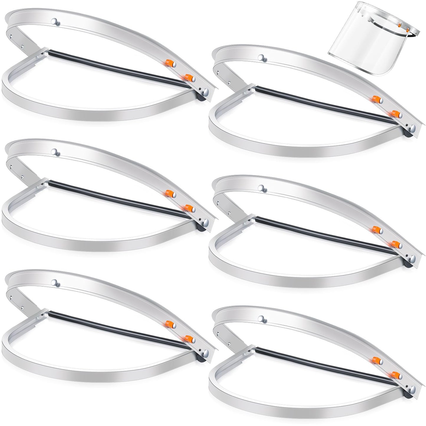 Zonon 6 Pcs Aluminum Face Shield Adapter for Grinding Cutting Cap Style Hard Hat Safety Face Mask Shield Visor Bracket (White)
