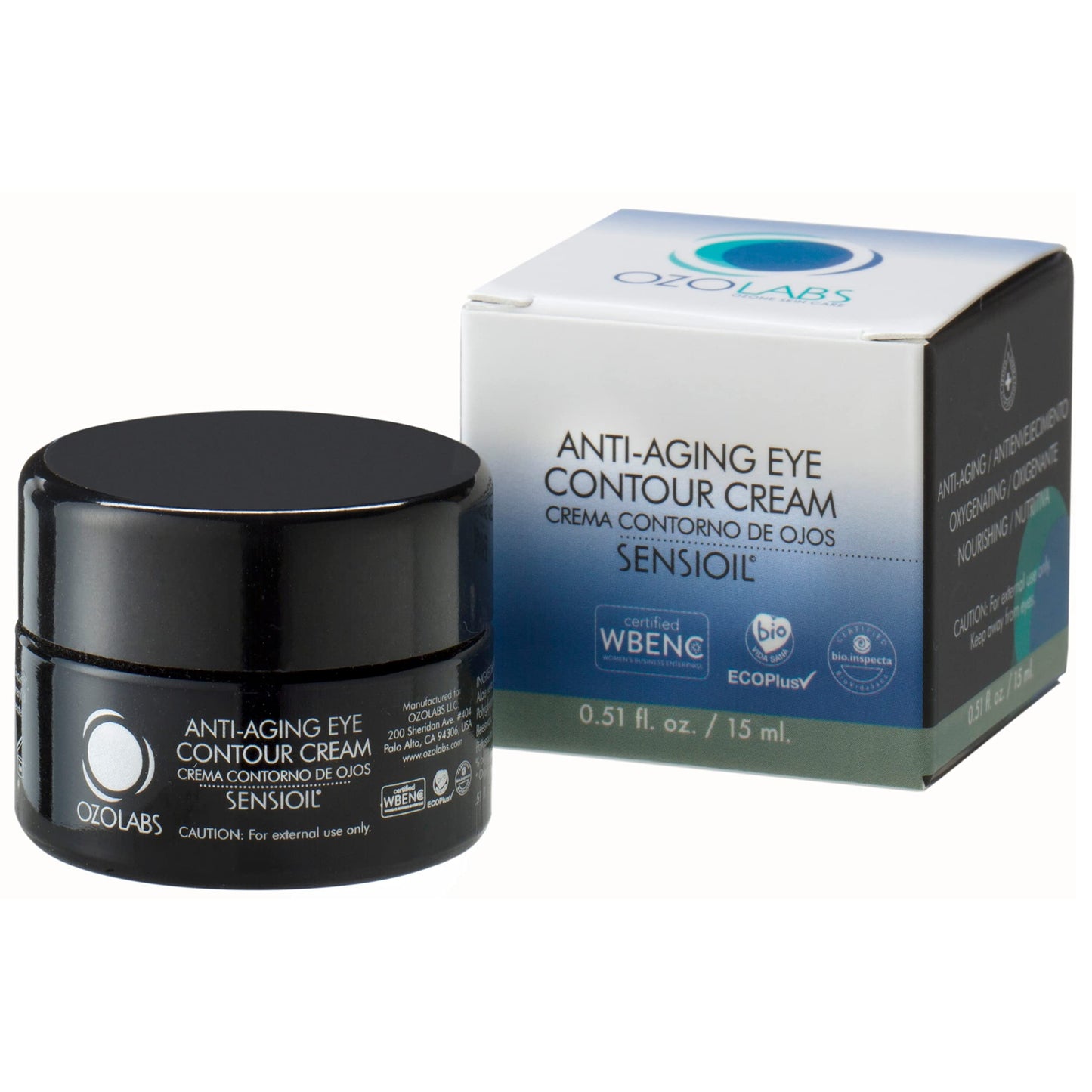 OZOLABS | ANTI-AGING EYE CONTOUR CREAM | With the benefits of certified organic ozonated oils | ISO 9001 | 0.5 fl. oz.