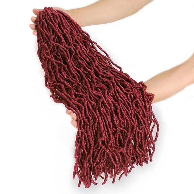 ZRQ 24 Inch New Faux Locs Crochet Braids Hair 2Packs Natural Soft Locs Pre-looped Goddess Locs Braiding Hair Red Burgundy Curly Wavy Faux Locs Crochet Synthetic Hair Extensions (24 Inch,bug#)