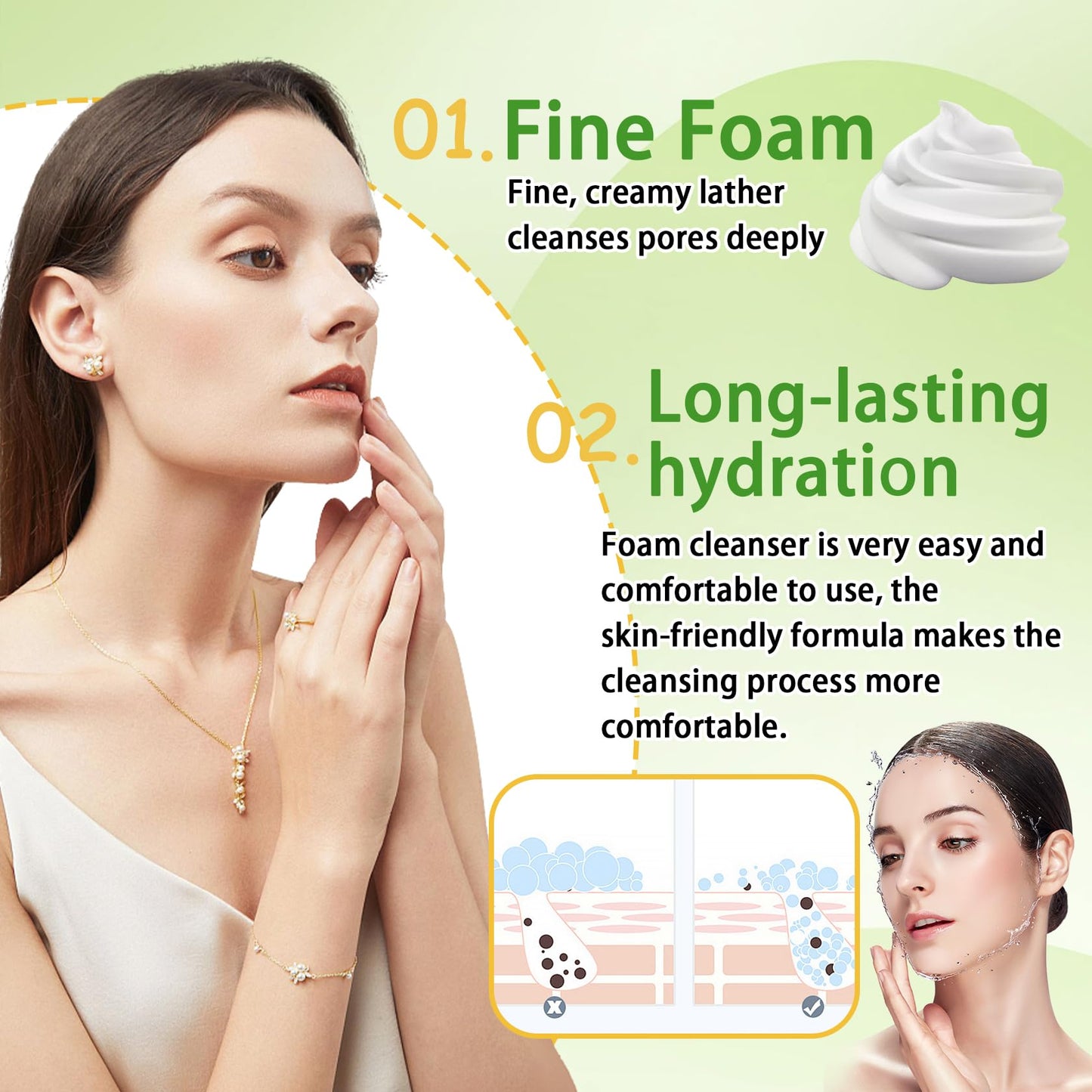 2PCS Aloe Vera Face Wash,Hydrating Gentle Facial Foam Cleanser with Brush,Deep Cleansing Long Lasting Oil Control Aloe Vera Face Foaming Cleanser for All Skin Types