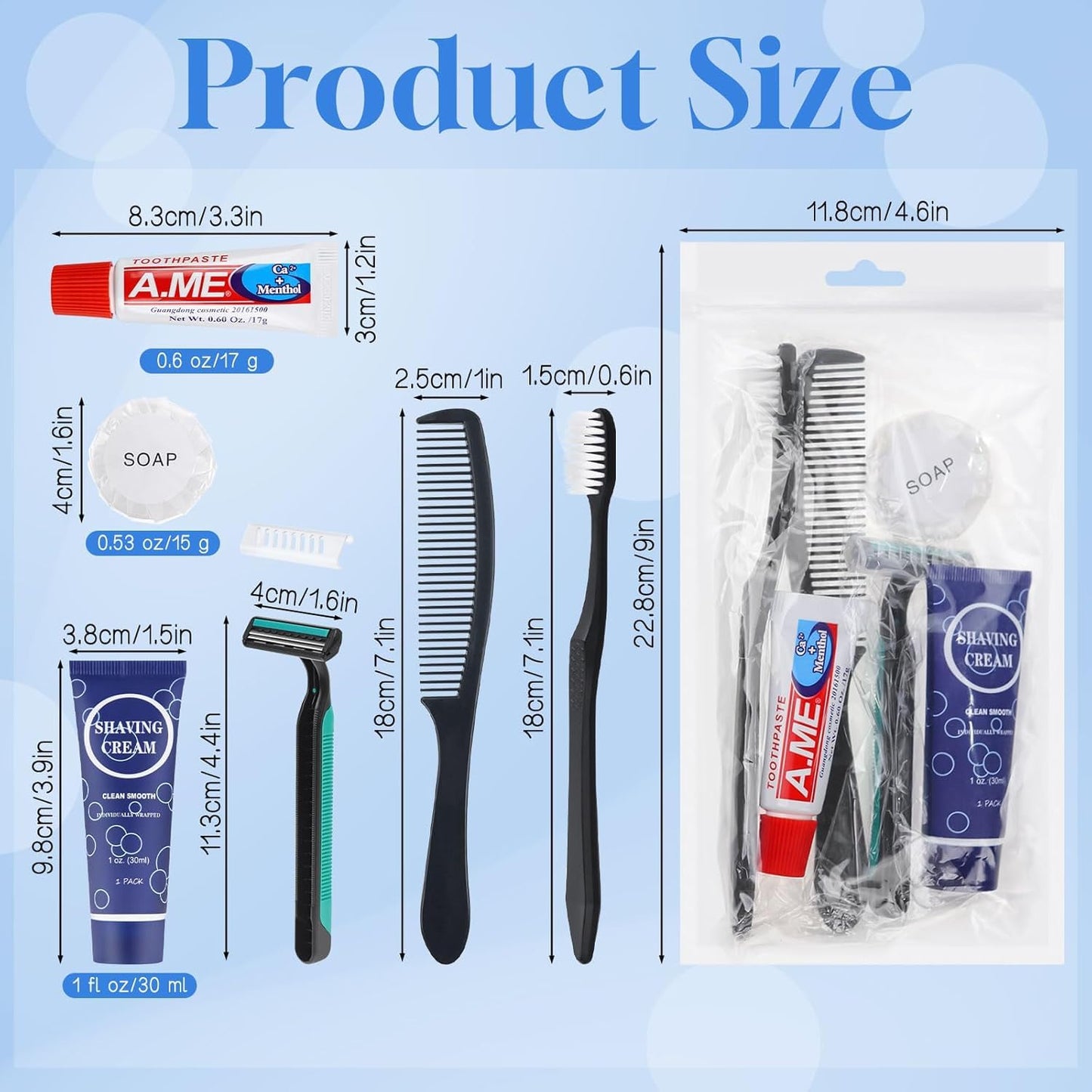 Disposable Toiletry Kits, 6 In 1 Bulk Travel Size Hygiene Care Packages,Essential Men Women Individually Wrapped Personal Toiletries Set for Hotel, Charity/Guests/Shelter/Homeless (40 Pack)