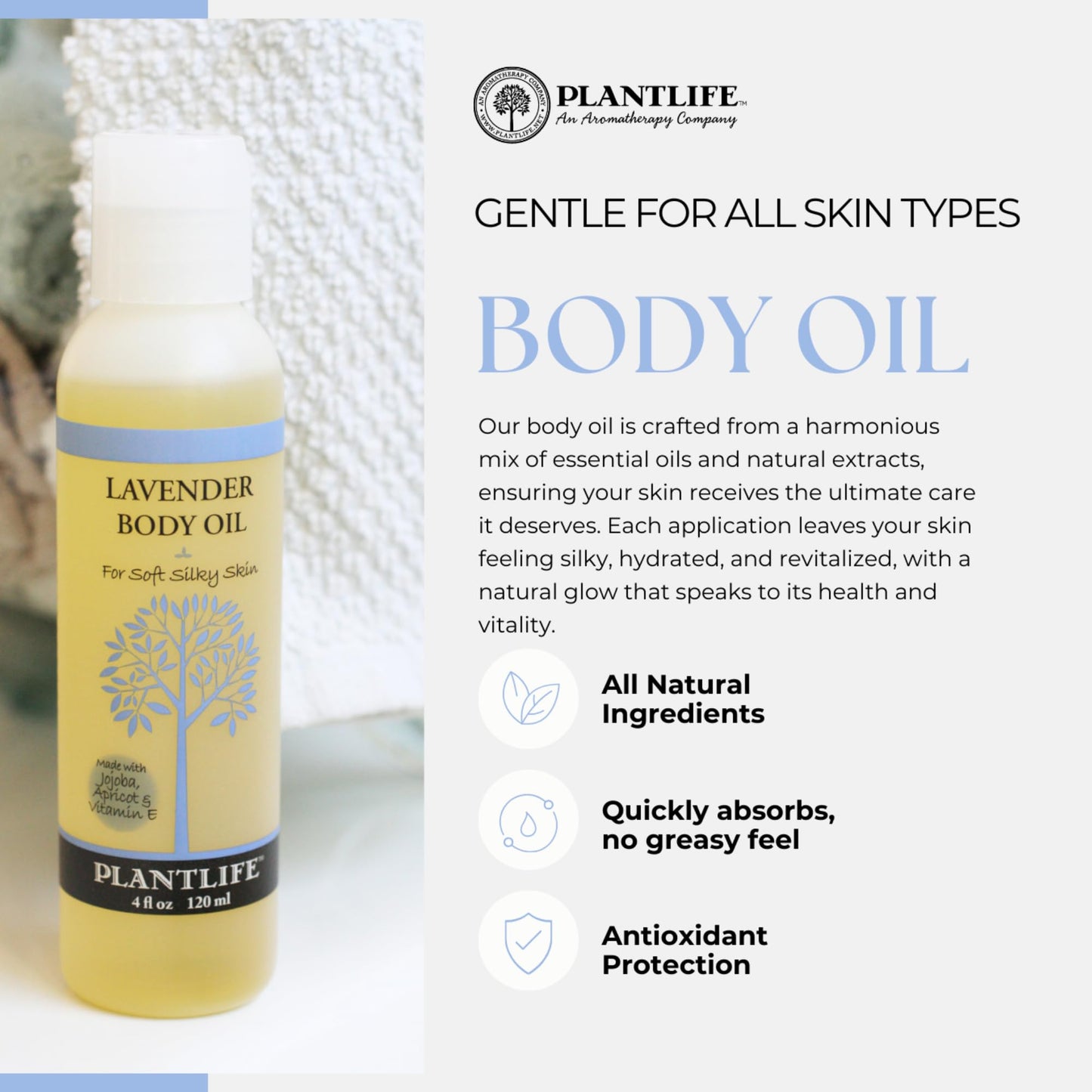 Plantlife Herbal Body Oil with Neem - Natural Aromatherapy - 4 oz