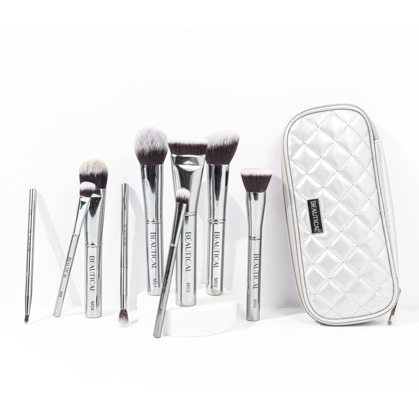BEAUTICAL Professional Makeup Brush Set – 9 Piece Vegan Brushes with Carry Pouch | Soft Dense Bristles for Liquid, Cream & Powder | Lightweight Aluminum Handles Makeup Brushes For Daily Makeup Routine