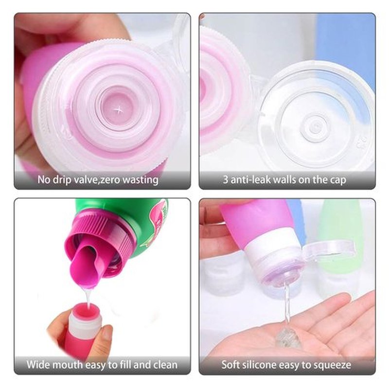 YICTEK Travel Size Bottles Kit for Toiletries, TSA Approved Silicone Travel Shampoo And Conditioner Bottles Set Leak Proof Squeezable Travel Accessories for Toilietries