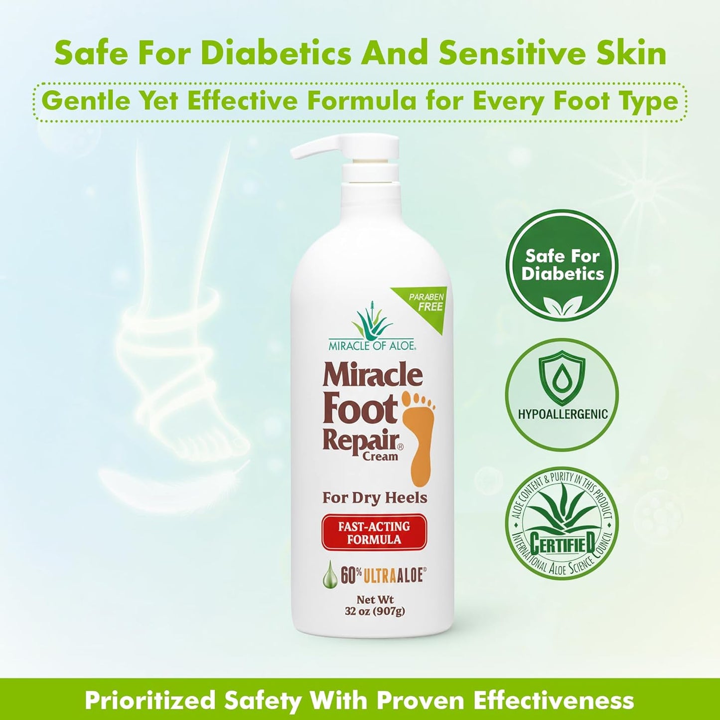 Miracle Foot Repair Cream (1 oz / 12 Pack) Repairs Dry Cracked Heels and Feet, 60% Pure Ultra Aloe Moisturizes, Softens, and Repairs