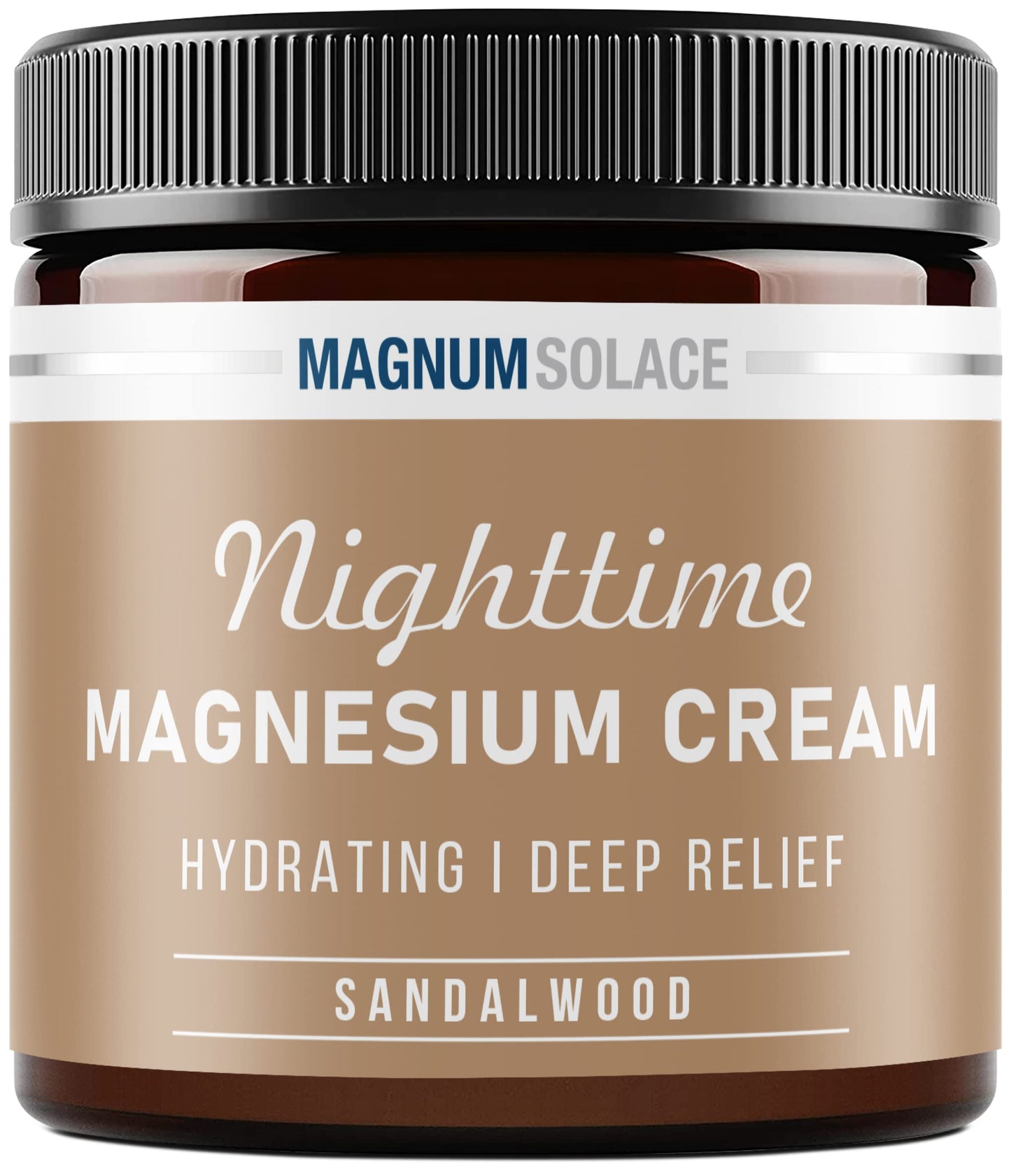 Magnum Solace Magnesium Lotion – Nighttime Magnesium Cream – Apply to Leg Muscles, Arms or Chest - Topical Magnesium Chloride – USA Made and Safe for Kids (Sandalwood) 4 Fl Oz (Pack of 1)
