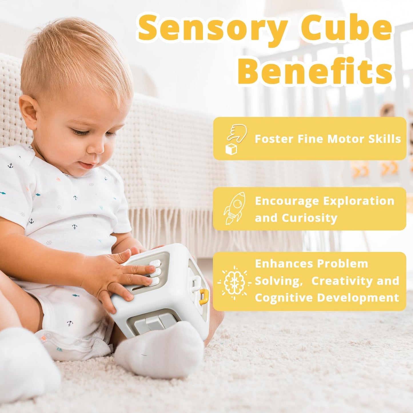SOCBTNSO Busy Cube Toy for 1 Year Old Boy, Montessori Toys for 1+ Year Old, Travel Toys for Toddlers 1-3, Learning Fine Motor Skills| 1st Birthday Gifts 6 9 12 Months Baby