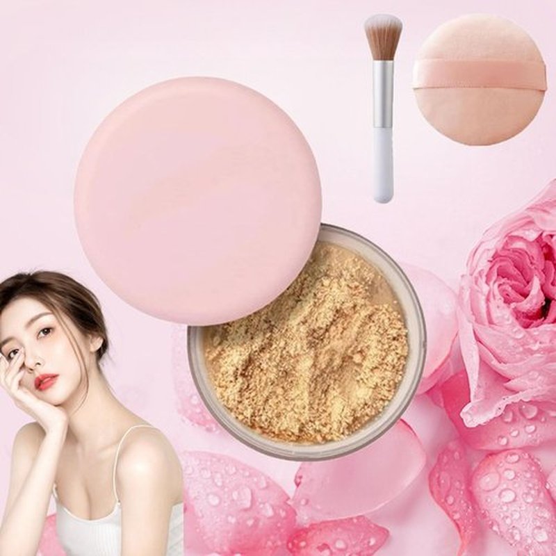 Luminance Milano Pink Powder, Luminance Milano Powder, Allaur Beauty Pink Setting Powder, Beauty Blurring Powder, Beauty Pink Setting Powder, Waterproof Setting Powder, for All Skin Tones(06#)