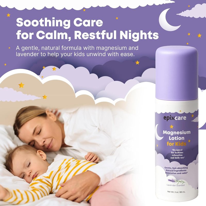 Magnesium Lotion for Kids - Calming Bedtime Cream with Lavender | Soothing Relief for Babies & Juniors
