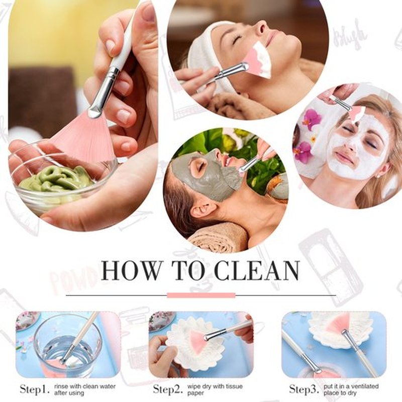 9 Pieces Facial Brushes Fan Mask Brushes, Soft Facial Applicator Brushes Tools for Peel Glycolic Mask Makeup for Mud Cream (Pink, White)