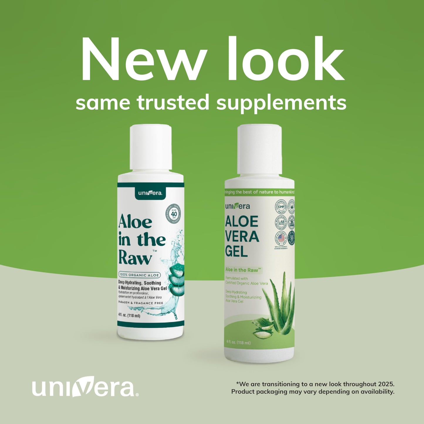 Univera Aloe in the Raw, Made with 100% Pure Organic Aloe Vera Gel, Suitable for All Skin Types, Sunburn Relief, No Sticky Residue, 4.0oz.