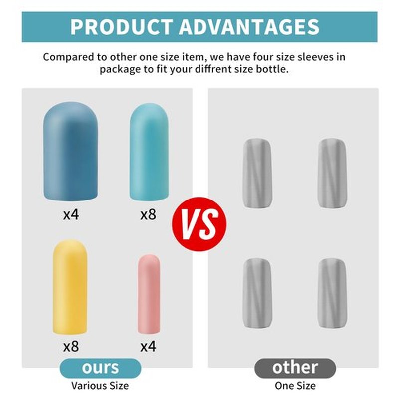 24 Pack Multi Sizes Silicone Bottle Covers, Travel Accessories Must Haves, Cruise Ship Essentials, Travel Size Toiletries,Travel Essentials for Women Men,Travel Gadgets, Elastic Sleeves for leak proof