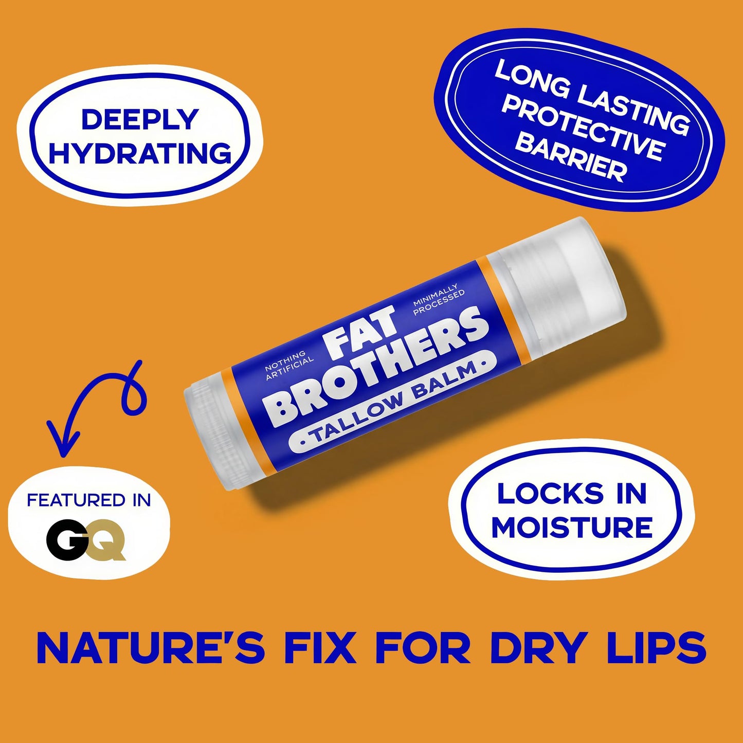 Natural Tallow Lip Balm – Grass Fed Beef Tallow + Organic Beeswax - Pure, Ultra-Moisturizing & Non-Greasy - for Dry Lips or Everyday Use - 4 Pack (Vanilla Citrus)