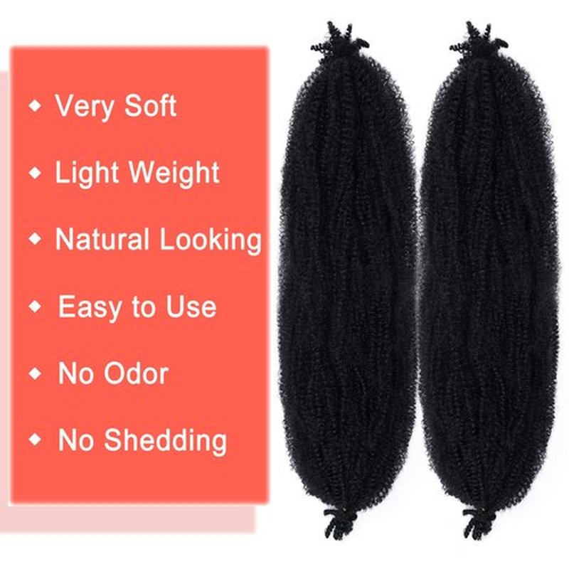 Afro Twist Hair 24 Inch Black 7 Packs Cuban Twist Hair Pre Separated Marley Twist Braiding Hair for Faux Locs Synthetic Springy Afro Kinky Twist Hair Pre Fluffed Spring Twsit Hair Extensions (24",1B)