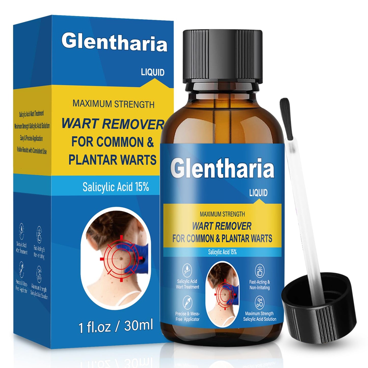 Glentharia Fast-Acting Skin Tag Remover, Wart Remover Freeze Off with Salicylic Acid Maximum Strength, Wart Removal for PlantarWart, GenitalWart, CommonWart, FlatWart, Callus