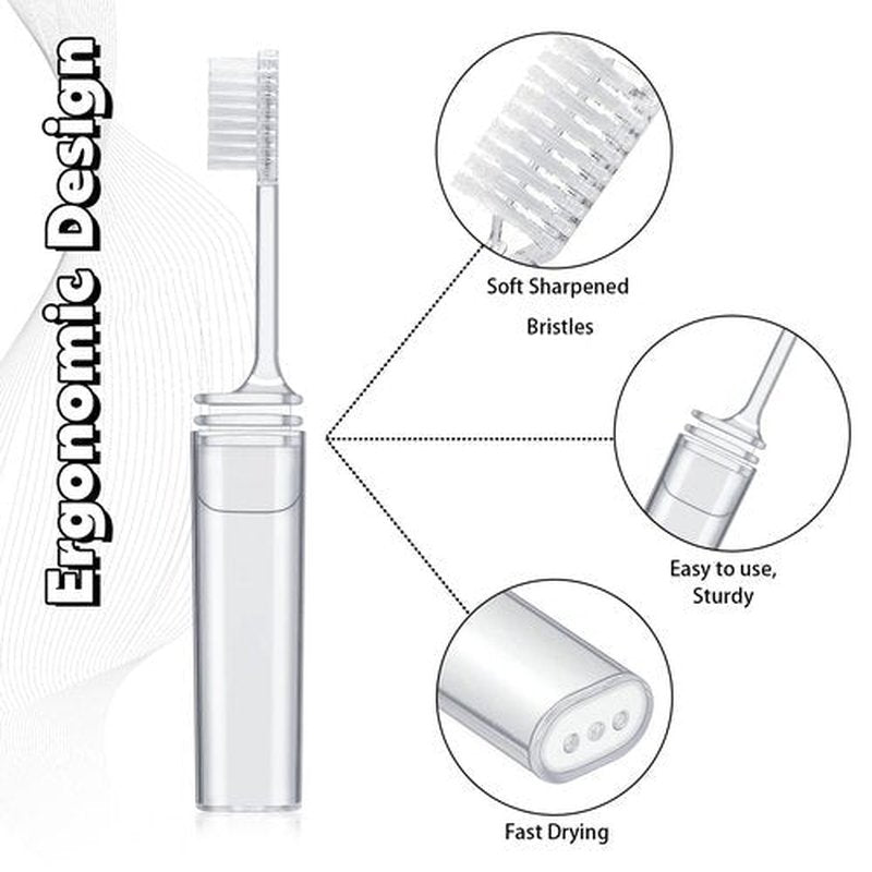 Rtteri 150 Pcs Travel Toothbrush Kit Bulk Folding Toothbrush with Toothbrush Cover Transparent Potable Travel Size Mini Toothbrush Small Foldable Manual Tooth Brushes for Adult Camping School