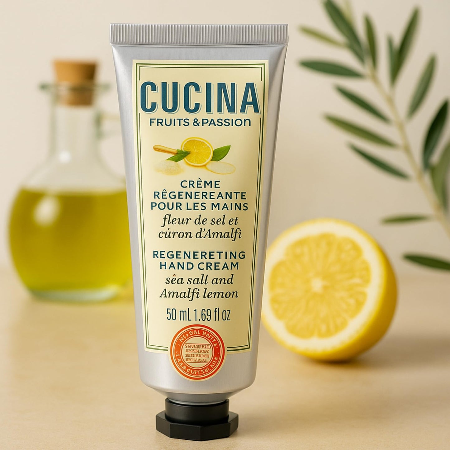 Cucina Fruits & Passion Regenerating Hand Cream Travel Gift Set, 4-Pack – Coriander & Olive Tree, Lime Zest & Cypress, Sanguinelli Orange & Fennel, Sea Salt & Amalfi Lemon (50 mL Each)