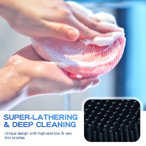 Manmihealth Silicone Hair Scalp Massager & Soft Bath Glove Set 2 PCS, Extra-Large Shampoo Scalp Brush with Body & Face Scrubber for All Hair Skin Types with a Free Silicone Strap&Hook Style 1(Gray*2)