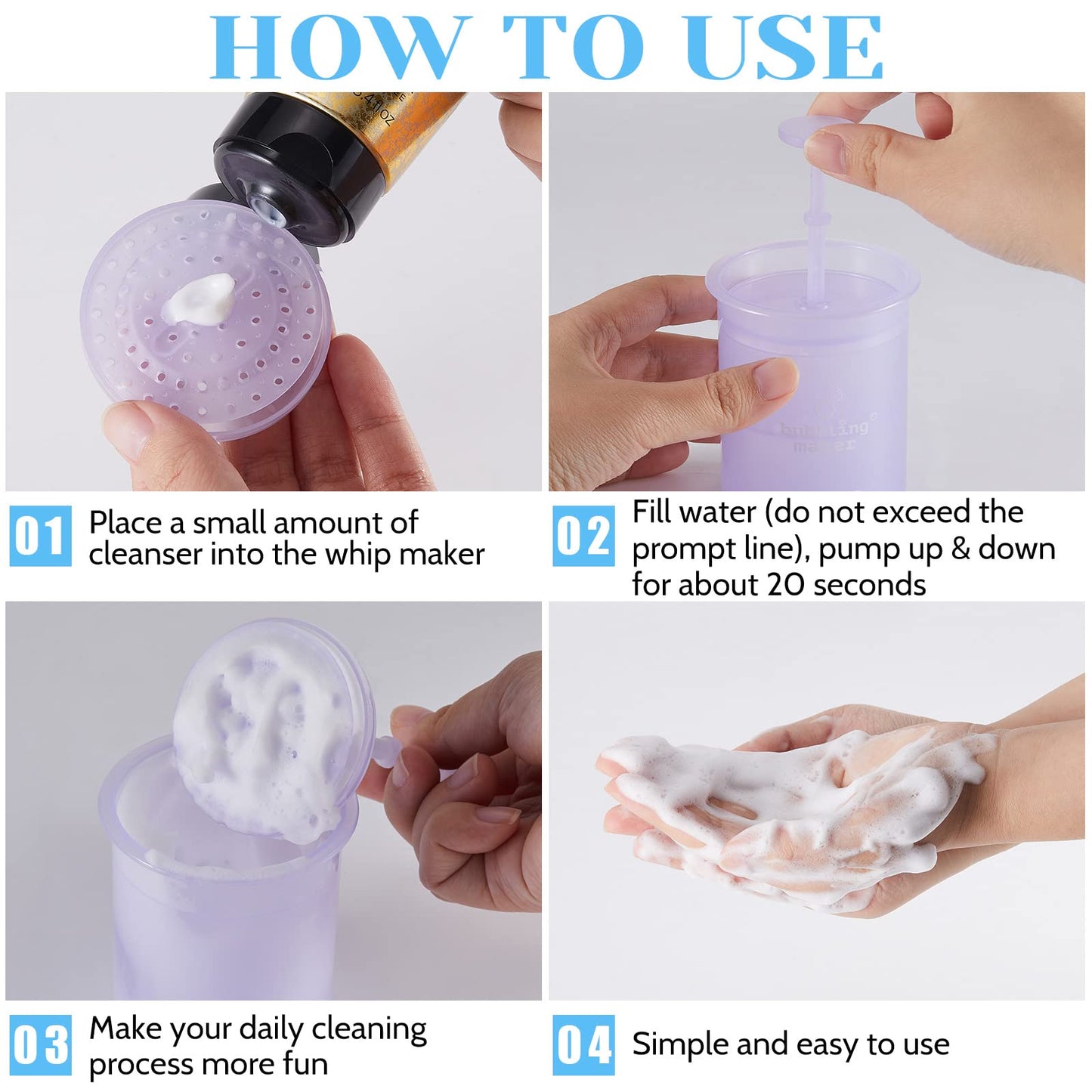 Maitys 4 Pcs Face Foam Maker Facial Cleansing Tool Face Wash Deep Cleanser Foamer Convenient Facial Skincare Whip Maker Travel Household Quick Cleansing Tool for Face Wash Skin Care