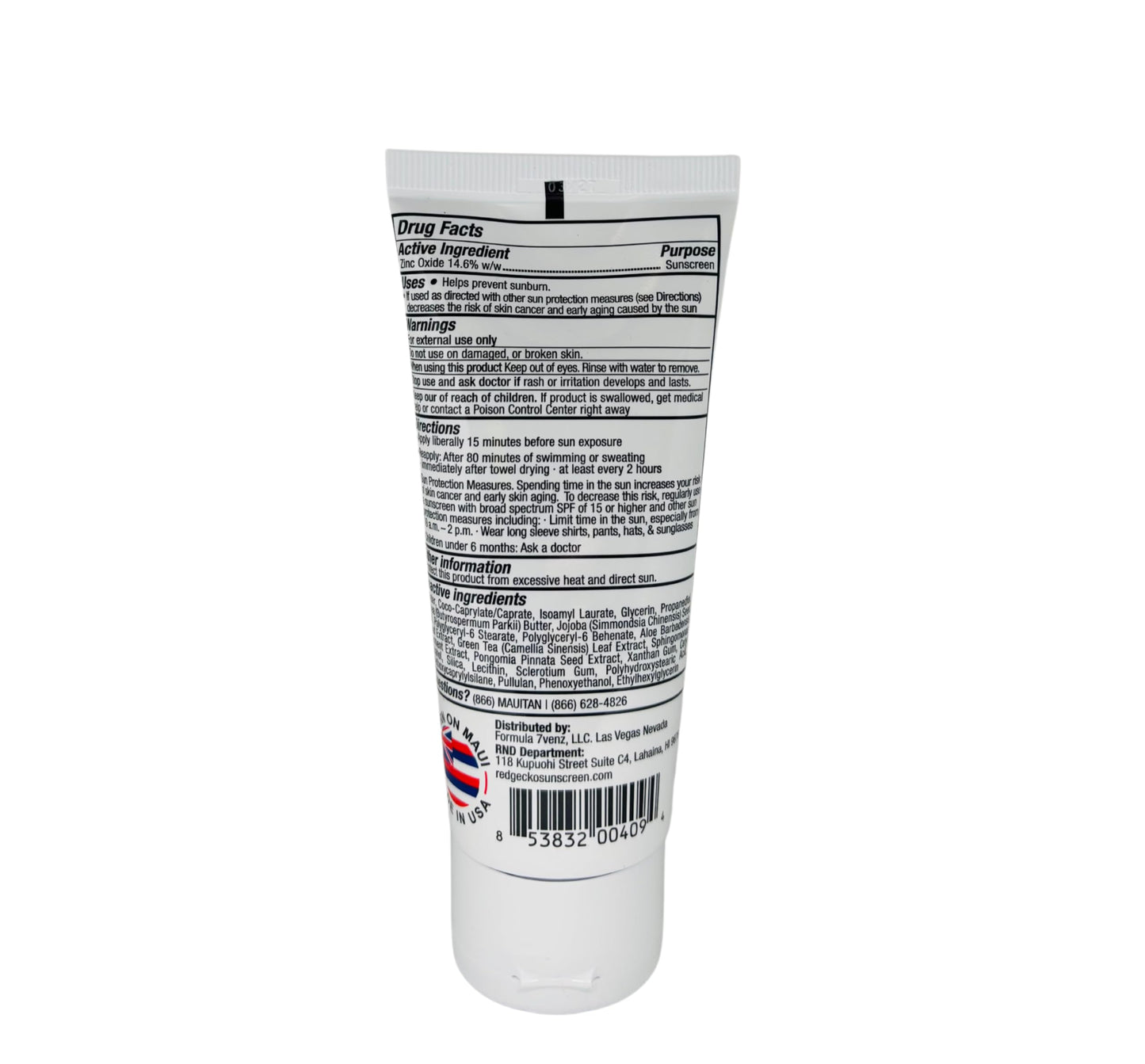 Red Gecko Mineral Sunscreen with Zinc Oxide Broad Specturm Reef Safe SPF 30