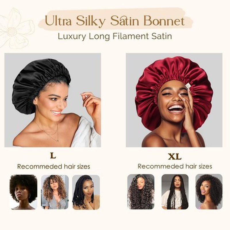 YANIBEST Silk Bonnet Satin Bonnet for Sleeping Women and Men, Adjustable Double Layer Hair Bonnet for Curly Braids Hair