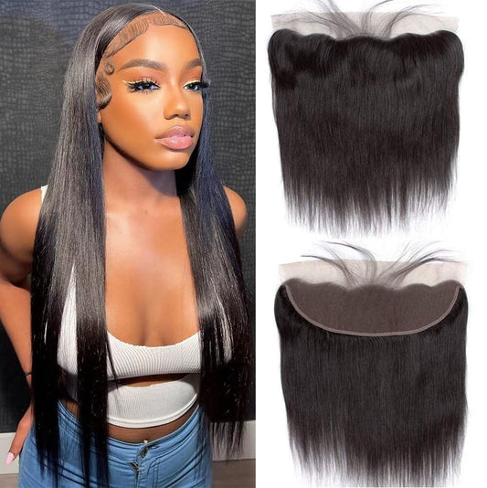 Lace Frontal Closure 13x4 Ear to Ear HD Lace Frontal Human Hair 8 Inch Brazilian Virgin Hair Straight Frontal Swiss Lace Frontal Closure Natural Black Color
