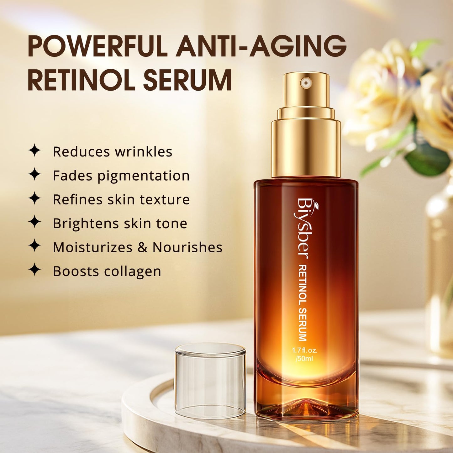 Retinol Collagen Serum for Face: Anti Aging &Anti Wrinkle Repair Peptide Serum with Hyaluronic Acid Hydration Booster-Day/Night Facial Firming Neck Skin Care for Women/Men(1.70 Fl Oz)