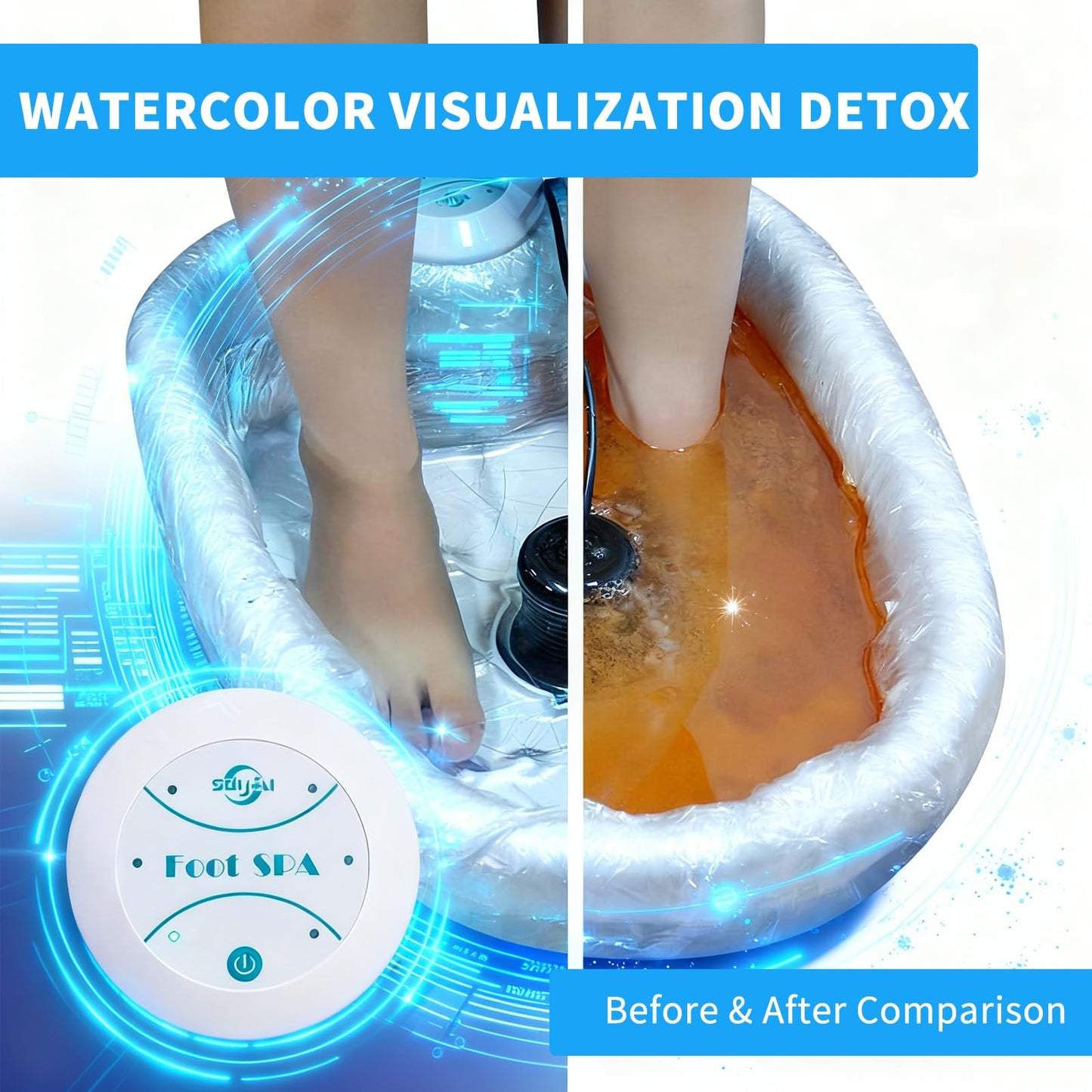 Ionic Foot Spa Machine – Home Foot Soak Bath with Ion Cleanse Array & Control Unit – Relaxation & Wellness Foot Spa Set – 30-Min Spa-Like Session