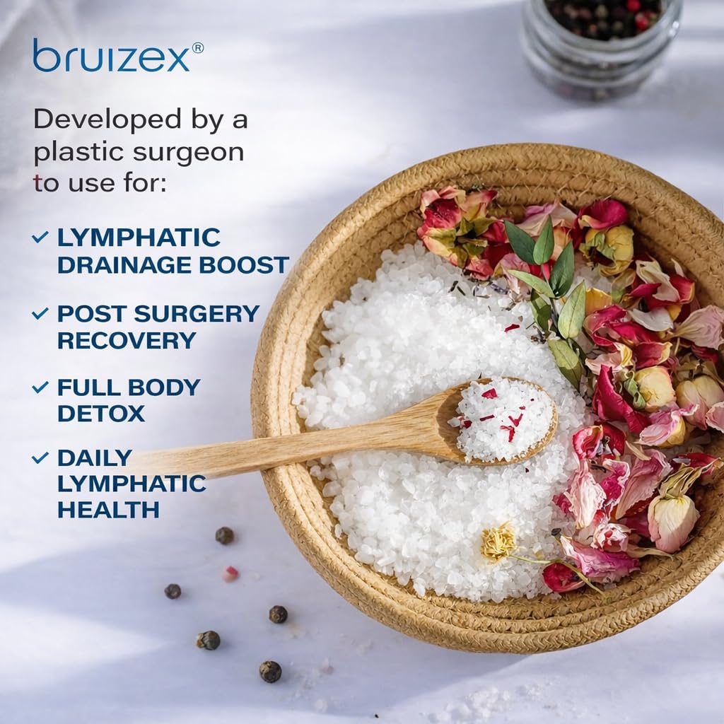 Bruizex Arnica Montana Bath Salts, Epsom Salt Bath Soak for Lymphatic Drainage & Body Detox, Magnesium Bath soak with Essential Oils, Bath Salts for Pain Relief, Swelling & Post Surgery -1 Lb