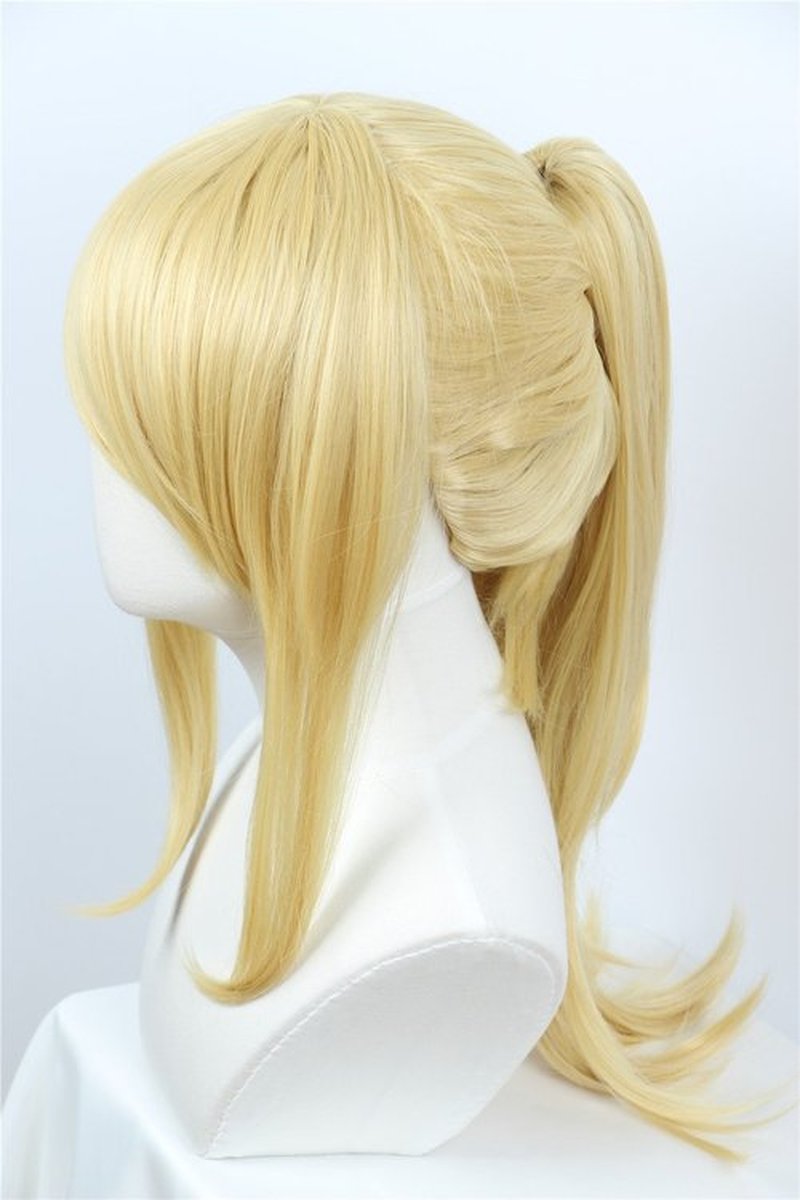 Linfairy Womens Blonde Wig Costume Cosplay Wig + 50cm Ponytail