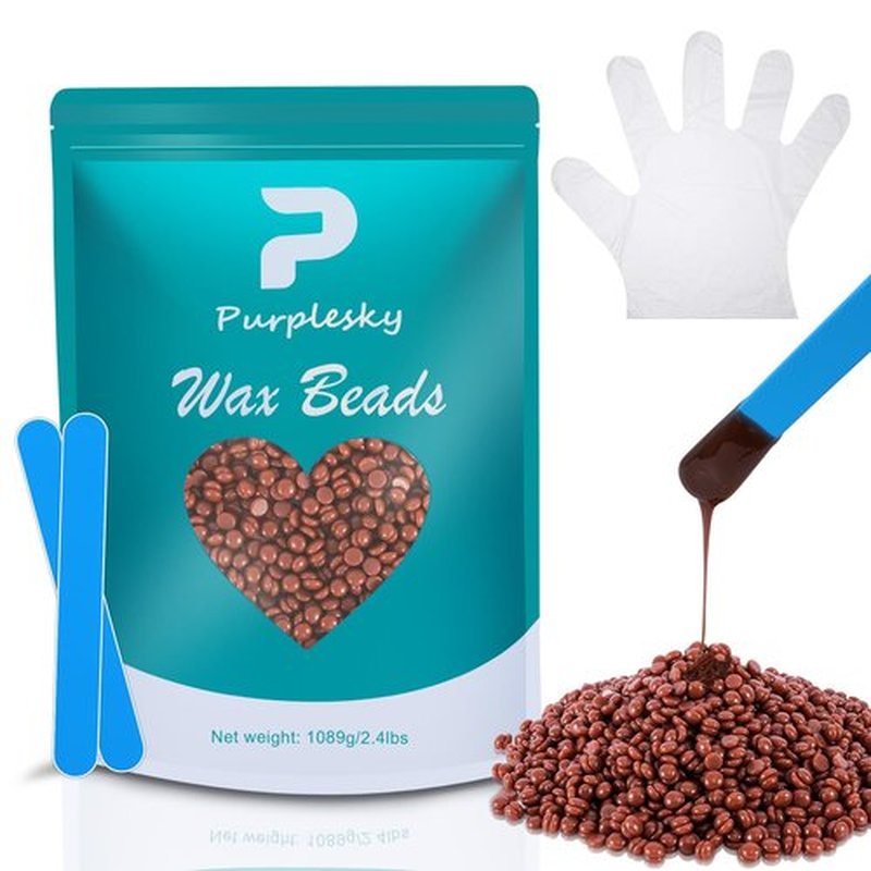 Wax Beads for Hair Removal, 2.4 Lbs Coarse Hard Wax Beads, Bikini Waxing Beads for Sensitive Skin, Brazilian, Leg, Face, Armpit, Home Waxing Bulk with Silicone Waxing Stick (Coffee)