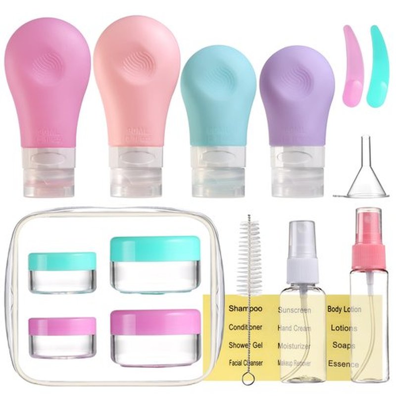 Gemice 16 Pack Travel Bottles Set for Toiletries, TSA Approved Travel Size Containers Leak Proof Silicone Squeezable Travel Accessories 2oz 3oz for Shampoo Conditioner Lotion Body Wash