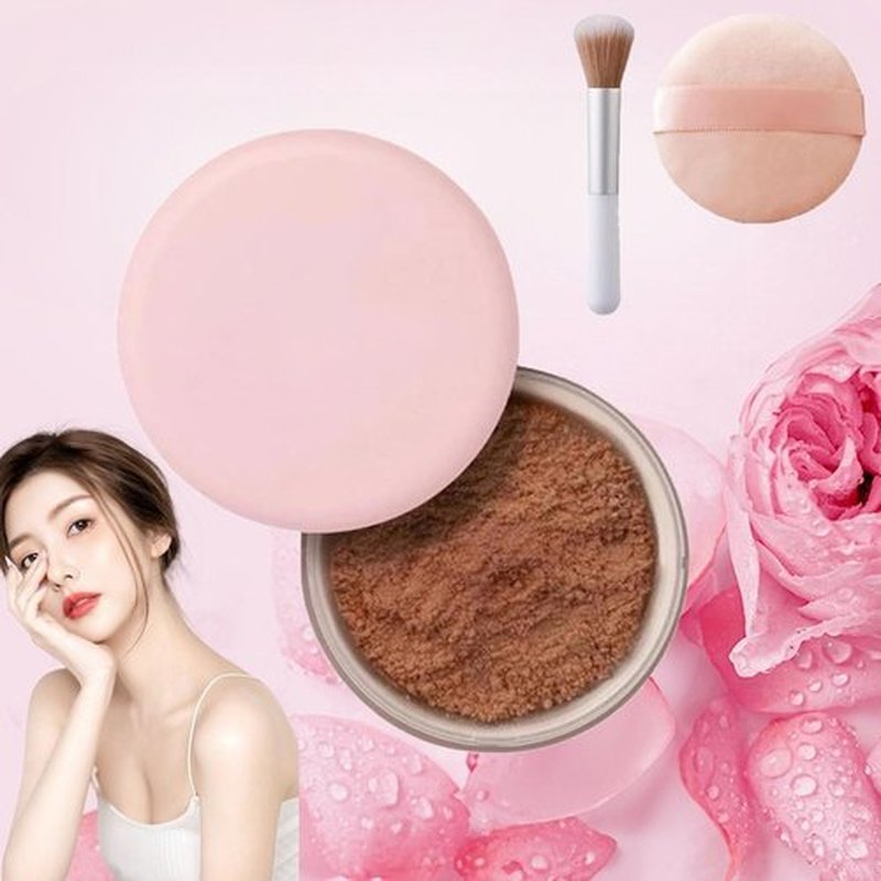 Luminance Milano Pink Powder, Luminance Milano Powder, Allaur Beauty Pink Setting Powder, Beauty Blurring Powder, Beauty Pink Setting Powder, Waterproof Setting Powder, for All Skin Tones(04#)