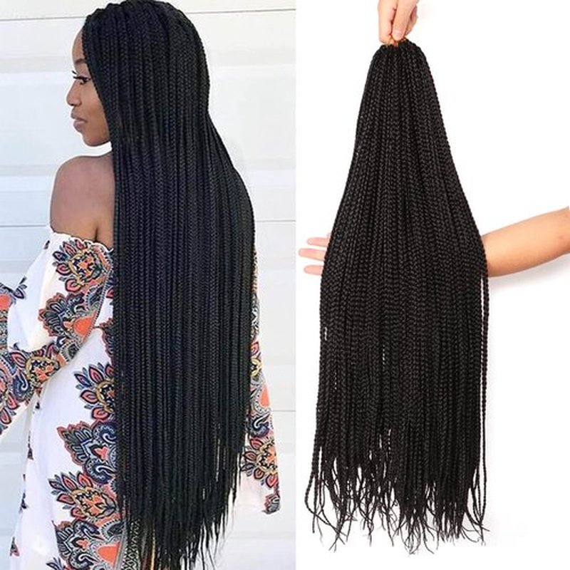 6 Packs Goddess Box Braids Crochet Hair 30 Inch Prelooped Crochet Box Braids Crochet Hair for Black Women Braiding Hair (30 Inch 6 Pack, #1B)