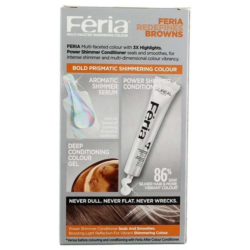L'Oreal Feria Multi-Faceted Shimmering Color, 60 Light Brown, 1 ea (Pack of 6)