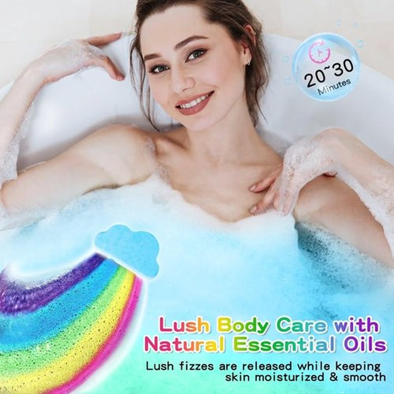 Rainbow Bath Bombs Gift Set, Handmade Organic 8 Pcs Bath Bombs for Kids Girls Women, Natural Kids Bubble Bath Fizzy, Teacher Appreciation Gifts
