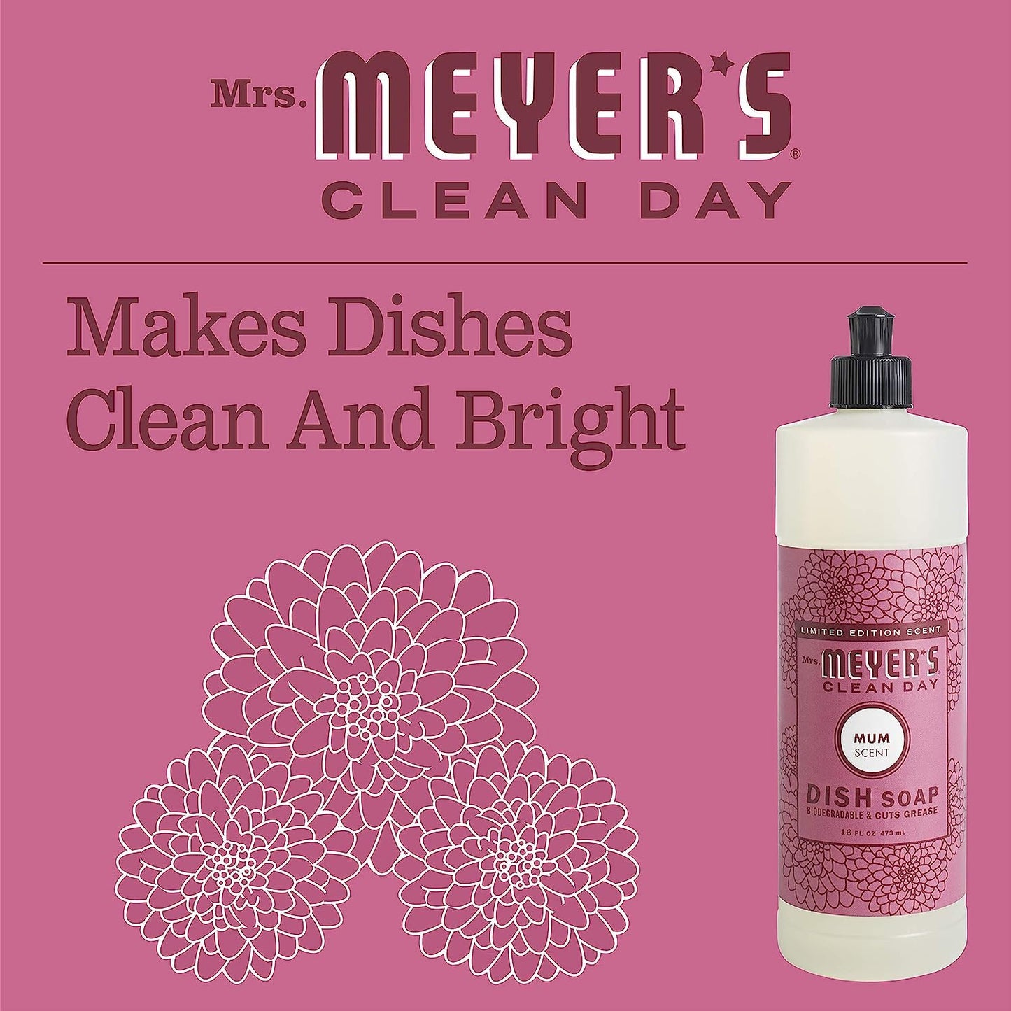 Mrs. MEYER'S CLEAN DAY Variety, 1 Liquid Hand Soap, 12.5 OZ, 1 Liquid Dish Soap, 16 OZ, 1 CT (Mum)