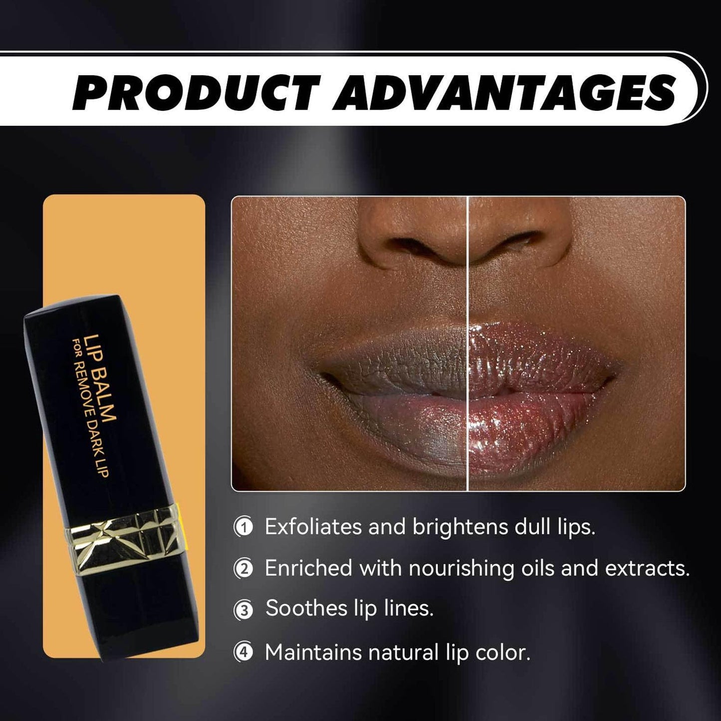 INSEEK Lightening Lip Balm for Dark Lips, 2Pcs Lip Lightening Balm for Smokers, Long-Lasting Hydration to Soften Dry Cracked Dull Looking Lips, Gentle Exfoliating Care to Smooth Dry, Flaky Texture