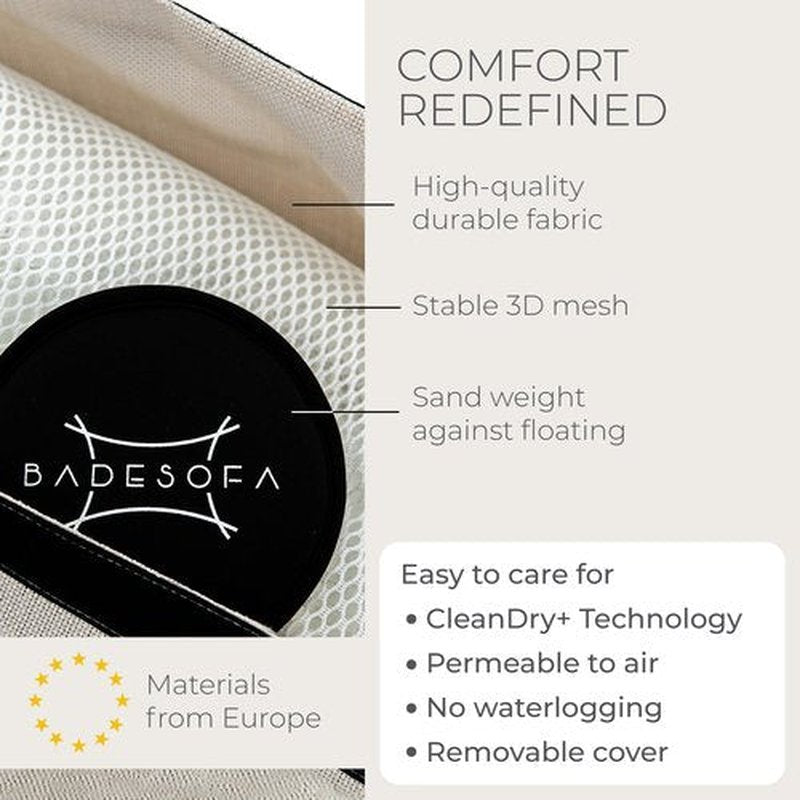 BADESOFA® Luxury Bath Tub Pillow for Feet | Premium-Quality Materials | Comfortable & Quick-Drying | Washable Bath Cushion in Ivory Pearl | Home Spa Accessories | Universal Fit for Any Bathtub