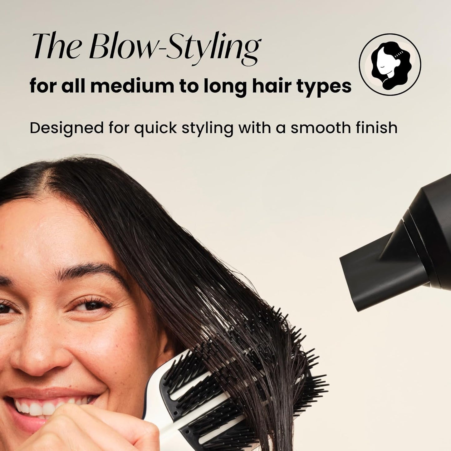 Tangle Teezer Blow Styling Smoothing Hairbrush Tool, Gentle and Fast Drying for Medium & Long Hair, Half Size