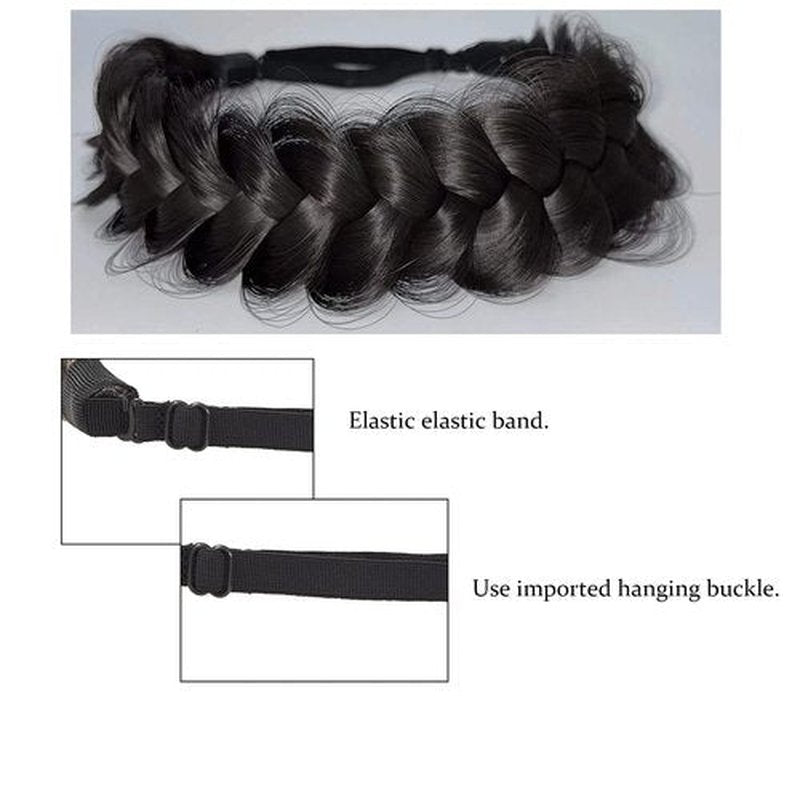 STHEJFB Braid Headband 2 3 Strands combinations Messy Wide Chunky Fluffy Elastic Stretch Hairpiece Braided Headband Women Girl Beauty accessory (Braid pioneer E)