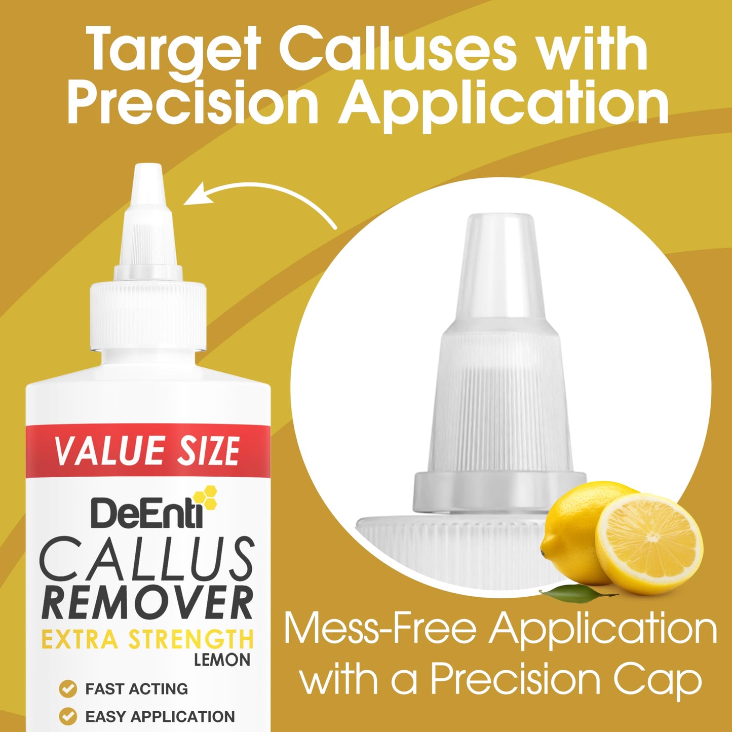DeEnti Callus Remover for Feet, Extra Strength Foot Callus Remover Gel, 16oz Salon Grade Home Pedicure Supplies for Dry Skin, Cracked Heel, Professional Strength Foot Care, Lemon