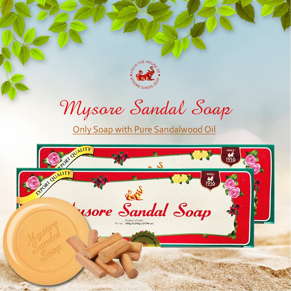 Mysore Sandalwood Soap 150gm - 6 ps (Pack of 2)