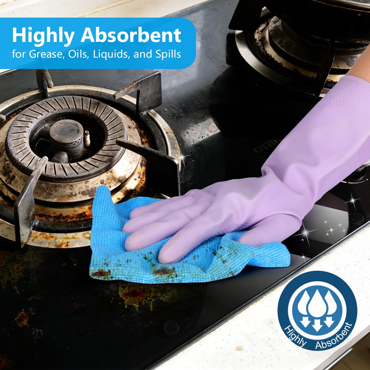 GLIMGLINT Microfiber Cleaning Cloth Box, Shop Towels 100 Pack Washable